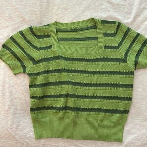 Designer Women Cropped Top Green Striped
